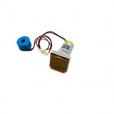 Yellow AC50-500V 0-100A 22mm AD16-22FVA Square LED Voltage and Current Dual Display Indicator with Transformer Yellow AC50-500V 0-100A 22mm AD16-22FVA Square LED Voltage and Current Dual Display Indicator with Transformer
