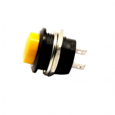 Yellow R13-507 16MM 2PIN Momentary Self- Reset Round Cap Push Button Switch Yellow R13-507 16MM 2PIN Momentary Self- Reset Round Cap Push Button Switch